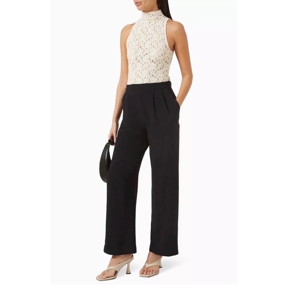 Enza Costa Puckered Lace Sleeveless Mockneck Top Cream Size 0 New